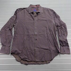 Robert Graham Mens XL/TG Purple Gold Geometric Print Button Down Shirt‎